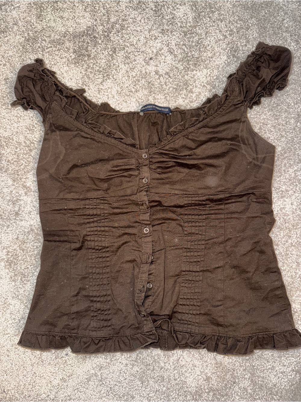 Brandy Melville Brown Elena Button Up Top